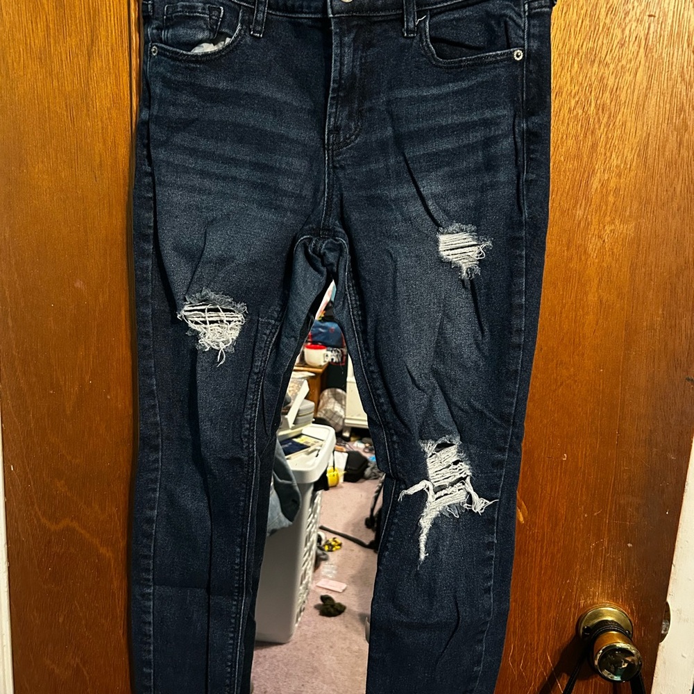 Old Navy Blue Skinny Jeans Distressed Denim